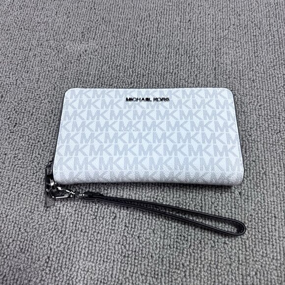 Michael Kors Jet Set Travel Wallet Bright White Zip Around Large NWT - Picture 5 of 8